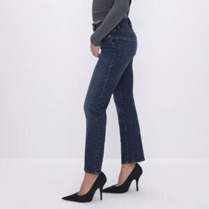 Good American Good Petite Straight Leg Jeans - DARK Wash, Size 6/28
